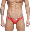 Metro male wear fits bikini red 6603-12 form-fitting men’s briefs in smooth red fabric with a white brand tag at waistband