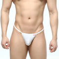 MetroMaleWear flex string white 2114-00 is a white form-fitting thong with a thin waistband and small red logo on front