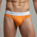Orange metro malewear flow brief 6113-14 with white kolly waistband and subtle white side stitching for men