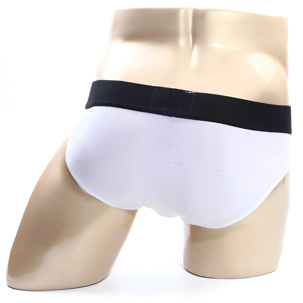 White briefs from Metromalewear Flow Brief 6113-00 with black elastic waistband designed for comfort and support