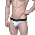 White textured briefs with black elastic waistband from metromalewear football jock strap 2901-40