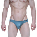 MetroMaleWear forest bikini 5103-m03 sleek metallic teal brief with subtle shimmer and black logo on waistband
