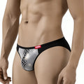 Black and white mesh briefs with red brand tag metro male wear fortuna bikini white 2905-60 product image