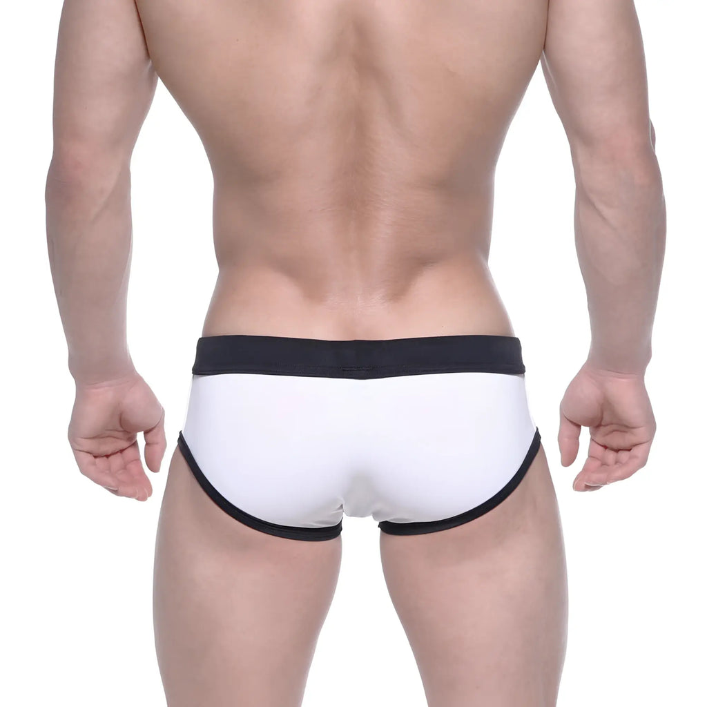 White briefs with black trim metroMalewear france flag swim briefs 4960-42 designed for swimming and beachwear