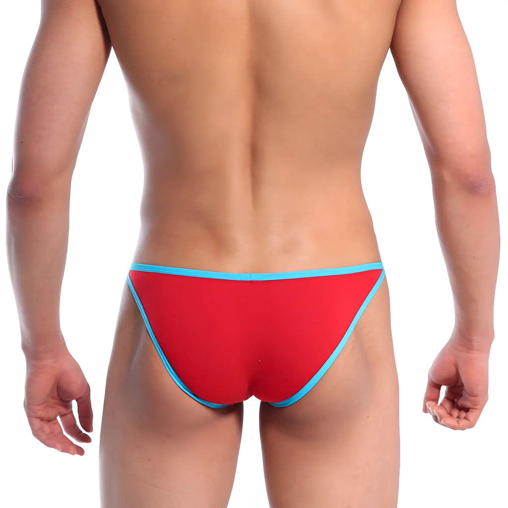 Metro male wear freedom bikini crimson 6016-12 red and blue snug fit athletic briefs for active wear