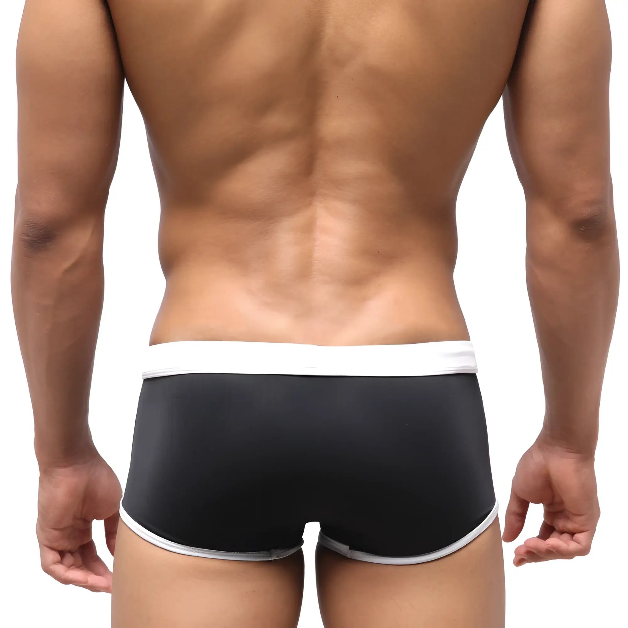 Metro malewear fresco swim trunk black briefs with white trim designed for comfortable swimwear use