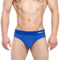 Blue MetroMaleWear Fundo Hip Brief 5003-18 men’s briefs with white logo on waistband made of soft breathable fabric