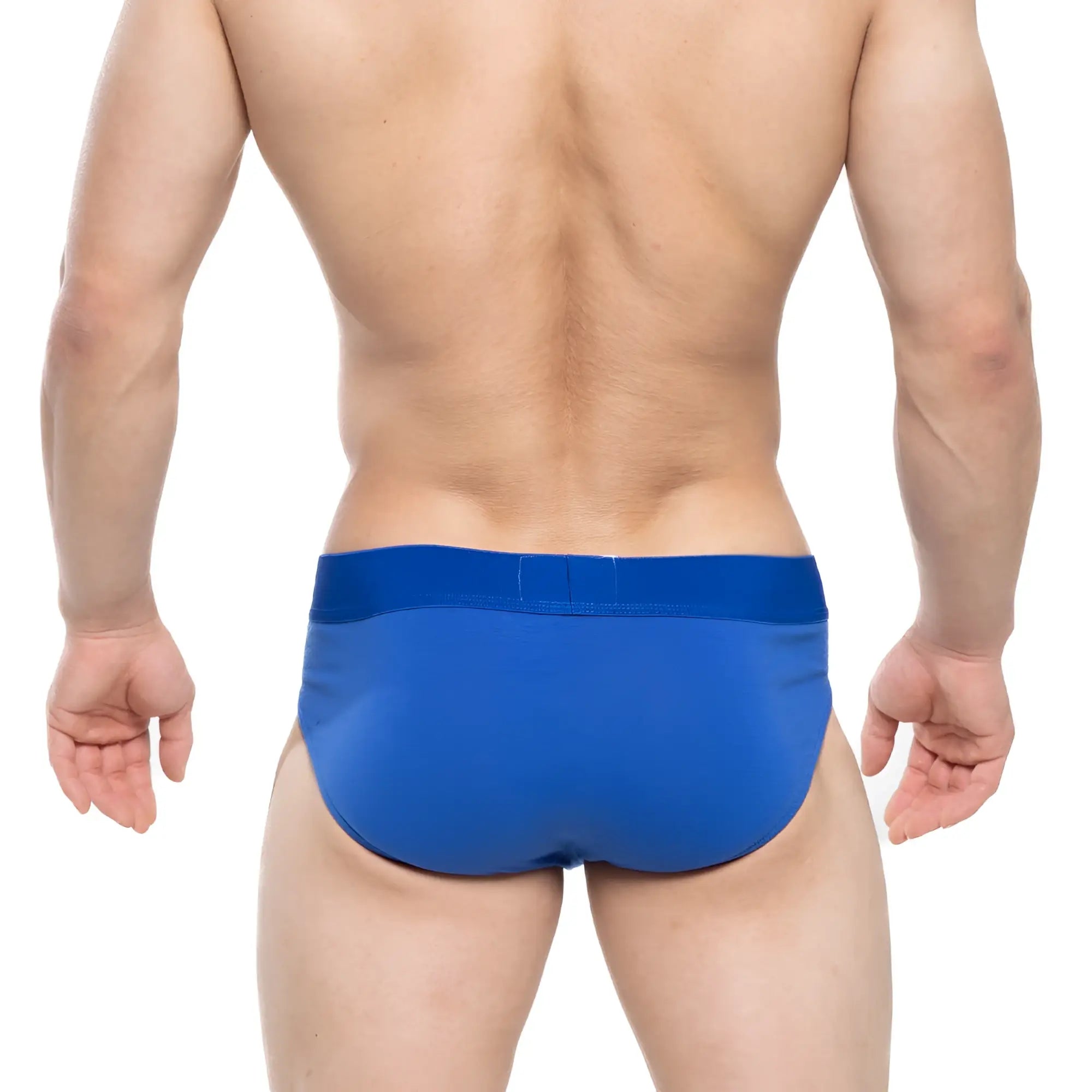 Blue briefs metro male wear fundo hip brief 5003-18 with solid vibrant color and smooth fabric front view