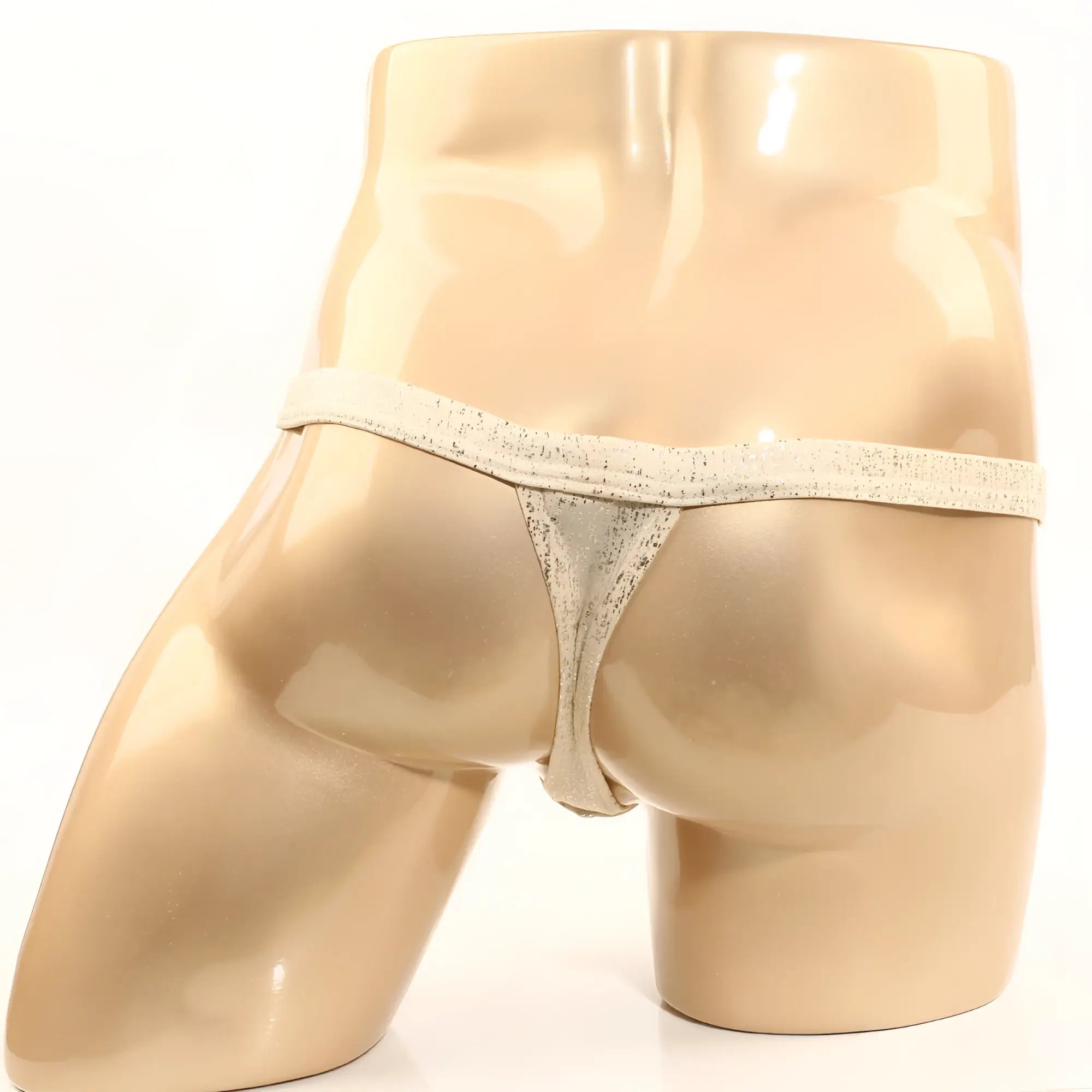 MetroMaleWear Gloria thong 4002-52 metallic silver with textured glittery finish and thin straps for men