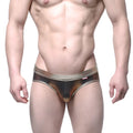 Metallic bronze and black patterned briefs with a sleek modern design from metromalewear gloss brief gold 5003-53