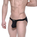 Metro male wear grabit bikini black mesh jockstrap with solid waistband and nerowear brand logo visible