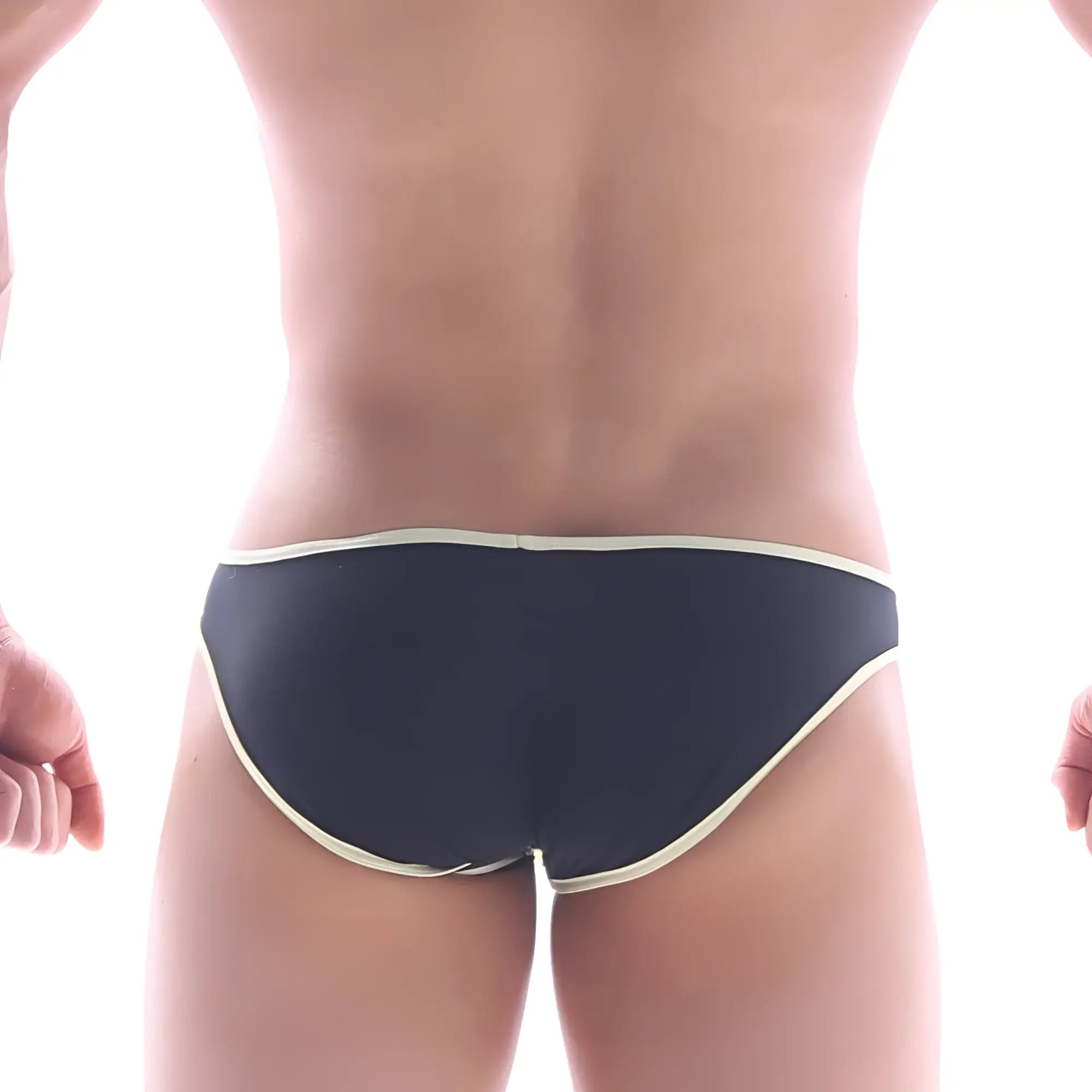 MetroMaleWear gram bikini black briefs with cream-colored trim featuring comfortable fabric and modern design