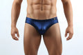 Shiny navy blue metallic briefs with a sleek form fitting design from MetroMaleWear Grava Bikini 5103-85