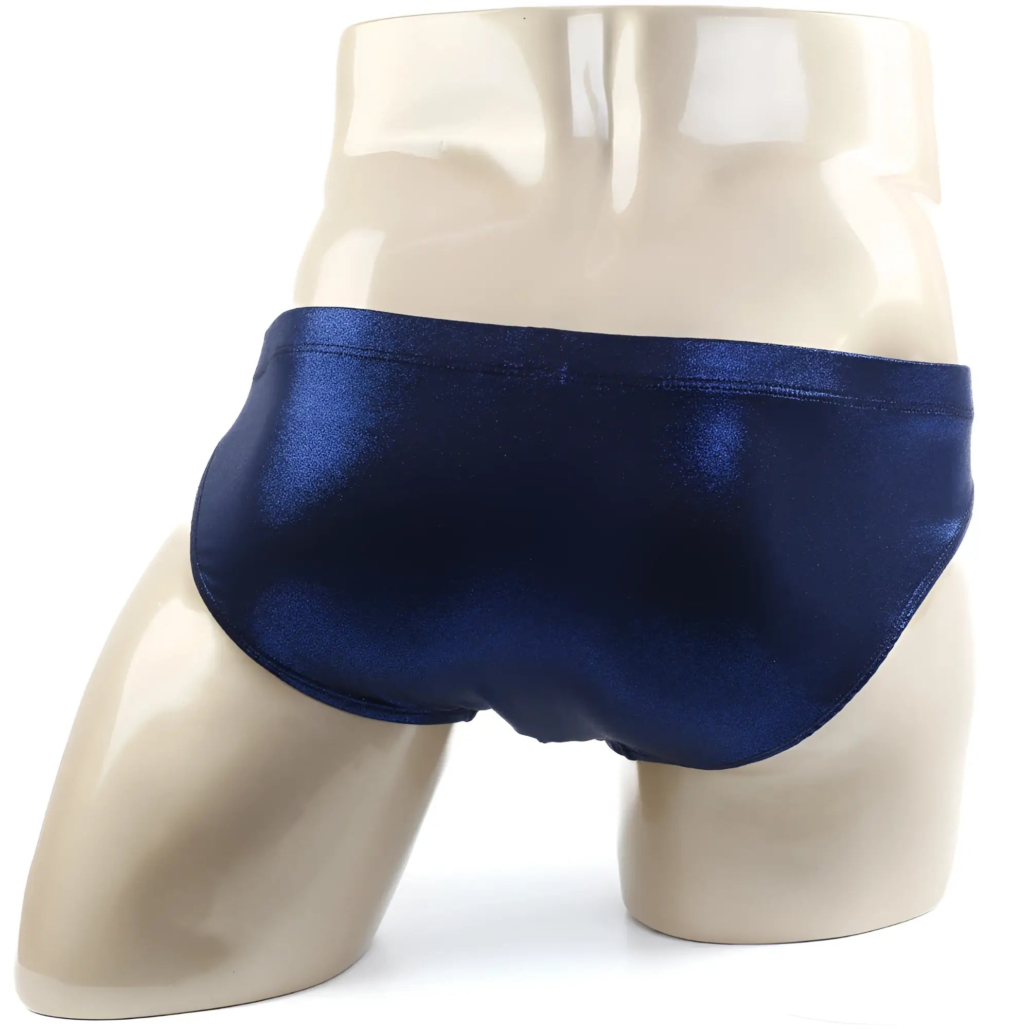 Metro male wear grava bikini 5103-85 shiny navy blue satin briefs front view with smooth fabric finish