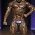 Shiny silver metallic swim briefs with red belt and decorative buckle from metromalewear gravity metal navy collection