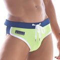 MetroMaleWear green split swim brief 4923-07 lime green with navy waistband white trim and branded side patch