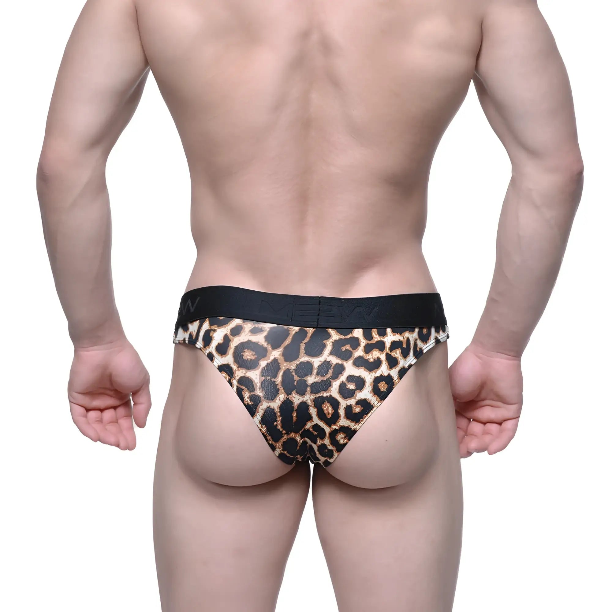 MetroMaleWear half back bikini leopard print men’s briefs with black elastic waistband in soft fabric