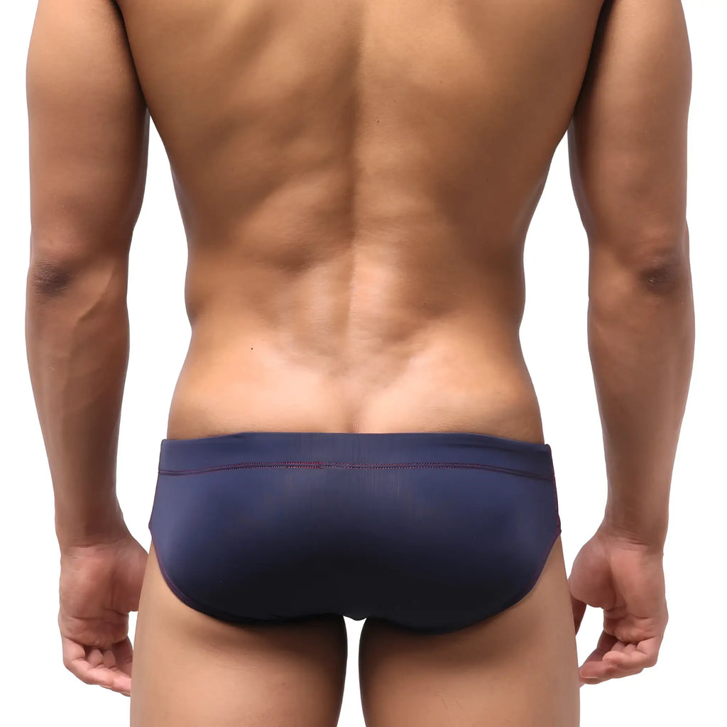 Navy blue metro malewear harbour swim bikini 4917-29 swim trunks with subtle textured finish and matching waistband stitching