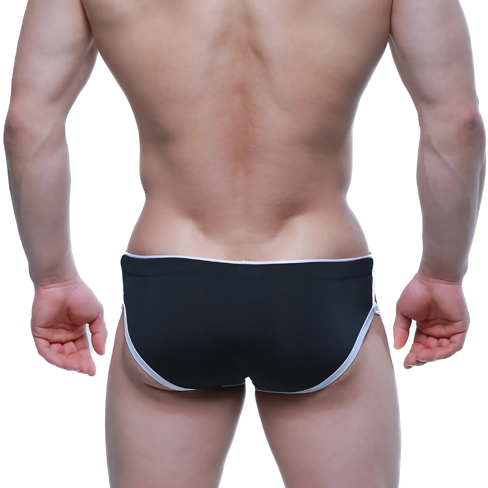 Black briefs with white trim metro male wear havana short boxer black 2323 20 front view cotton blend