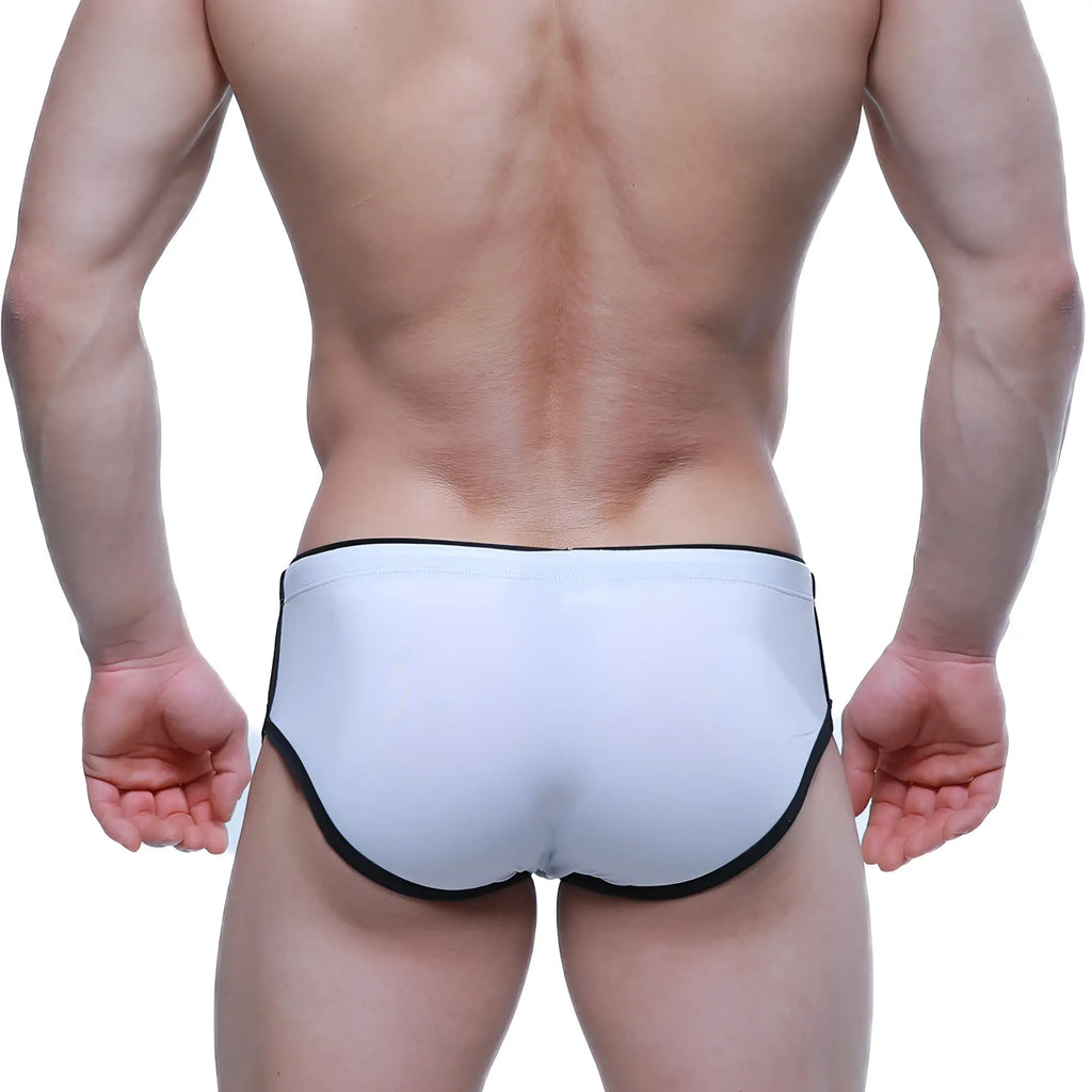 White swim trunks with black trim metroMalewear havana short boxer 2323-00 designed for casual beachwear