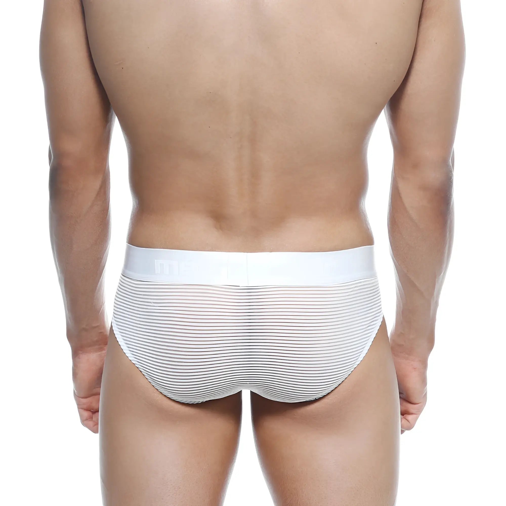 Metro male wear hip brief bar white striped briefs with solid white waistband for comfortable everyday wear