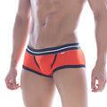 Metro malewear hotties boxer red 7016-12 bright orange men’s briefs with navy trim white waistband stripes and mesh panel