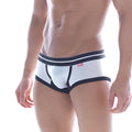MetroMaleWear hotties boxer white 7016-00 athletic briefs with textured mesh front black and white and bold navy trim