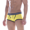 MetroMaleWear Hotties boxer yellow 7016-15 bright yellow athletic briefs with navy blue trim white piping textured mesh fabric