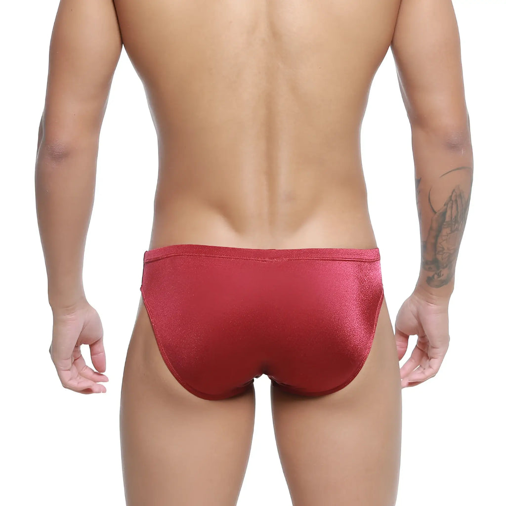 MetroMaleWear hunter swim brief burgundy 4977-22 red shimmering swim trunks perfect for swimming and beachwear