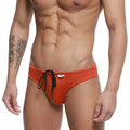 Orange metro malewear hunter swim brief ochre 4977-13 with black drawstring ties and white brand tag on waistband