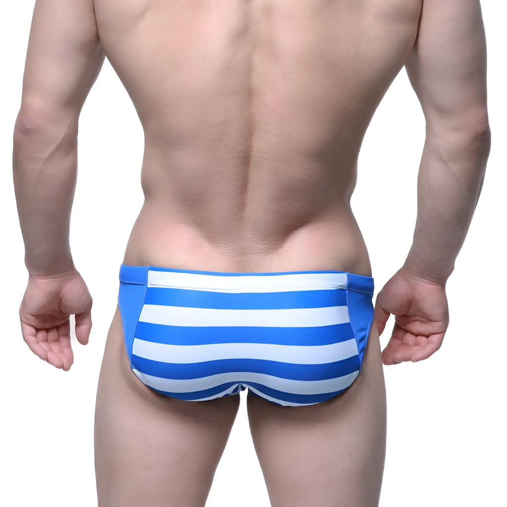 MetroMalewear hunter swim brief sailor 4977-40 blue and white striped swim trunks designed for comfortable swimming