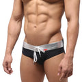 Black swim trunks with silver metallic waistband and white drawstring metroMalewear ibiza swim brief metal silver 4928-30
