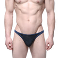 Navymale wear infinito bikini black 6017-20 navy blue mesh thong with solid navy trim front side view