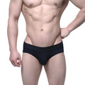 MetroMaleWear intenso black men’s briefs with subtle textured fabric and elastic waistband featuring men logo