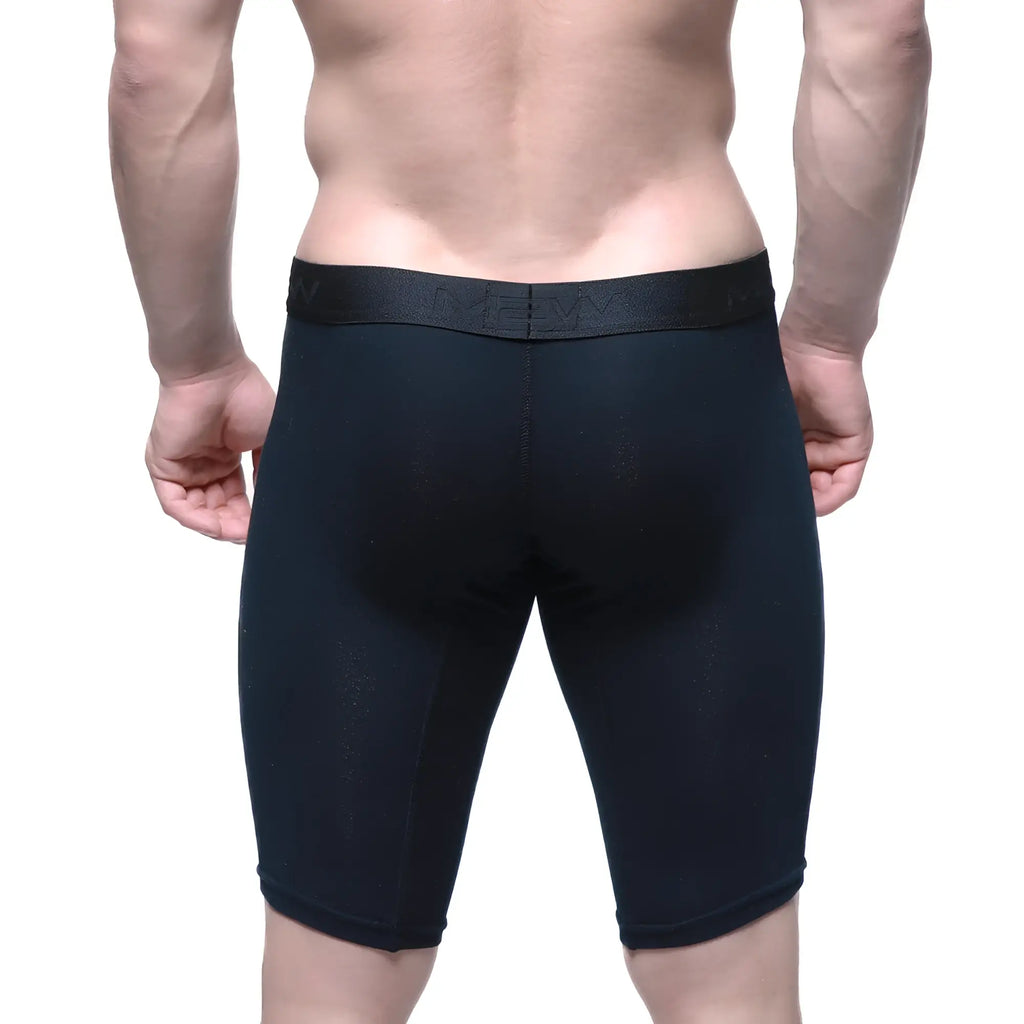 Black MetroMaleWear Intenso cycle short 15 inch with textured waistband and subtle branding for athletic use
