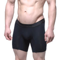 Metro male wear intenso mid black boxer briefs with textured waistband and me logo in breathable fabric