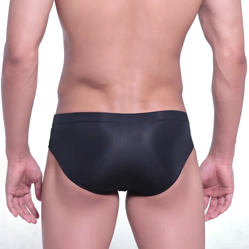MetroMaleWear intenso black-gold swim brief with sleek smooth form-fitting design for comfortable swimwear use