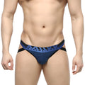Blue and black metromalewear jacquard jockstraps briefs with patterned waistband for comfortable support