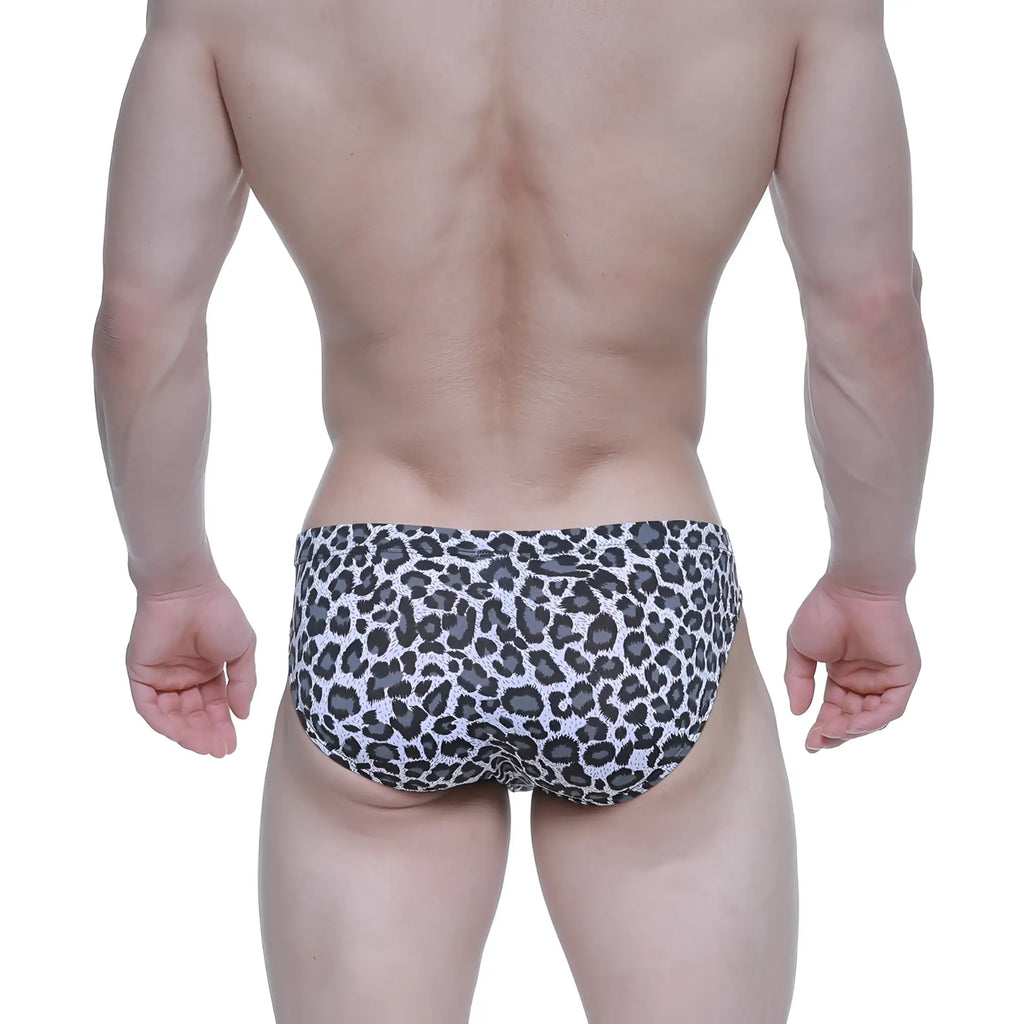 Black and white leopard-print swim trunks metro male wear jaguar bikini 5103-m72 for stylish beachwear
