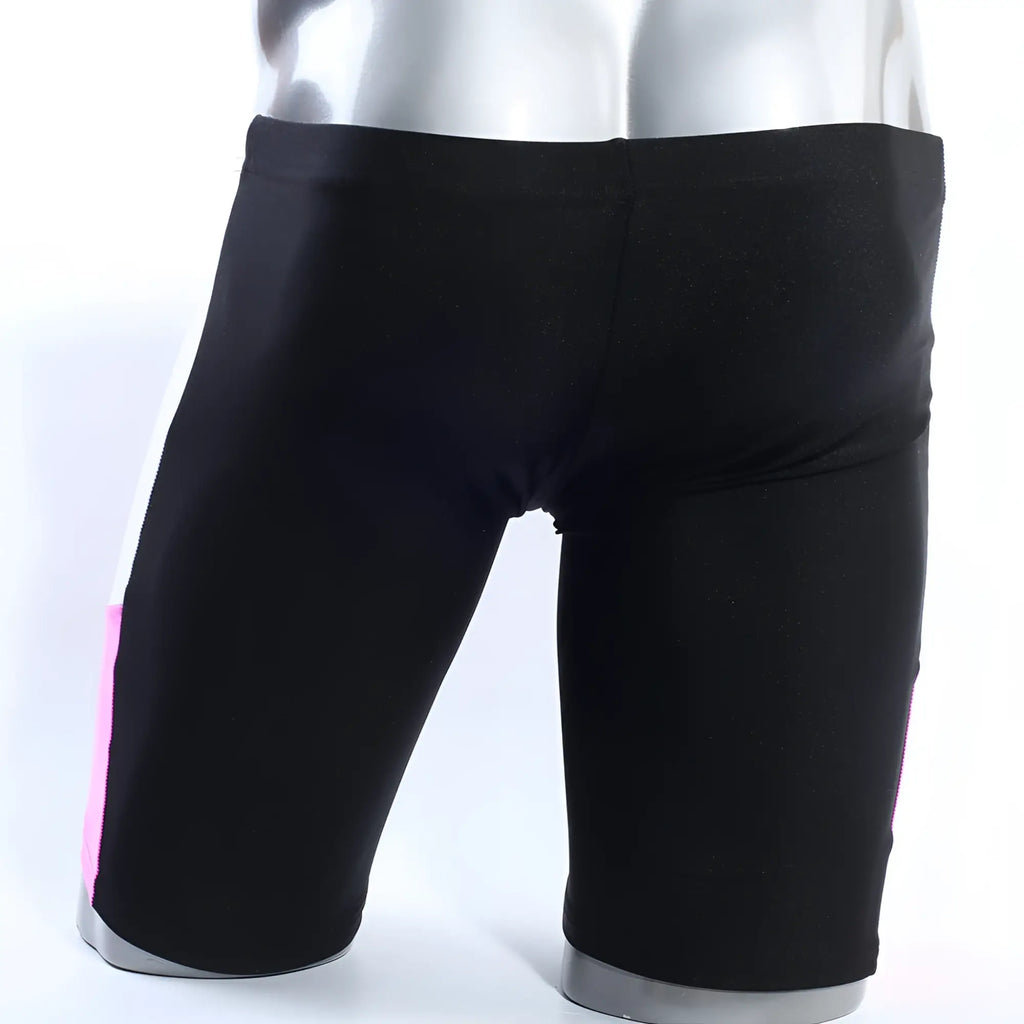 Black metroMalewear jammer swim boxer with pink side stripe designed for swimming and water activities