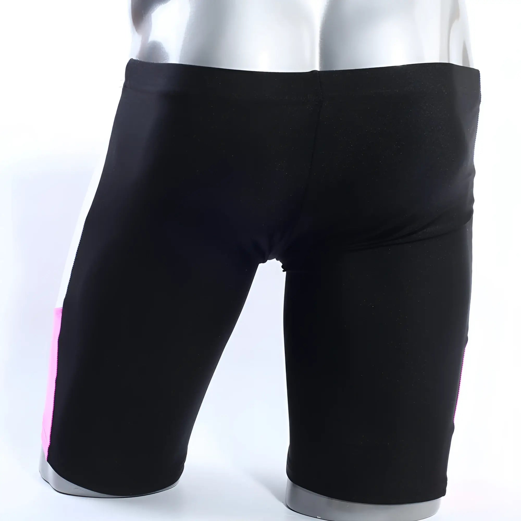 Black metroMalewear jammer swim boxer with pink side stripe designed for swimming and water activities