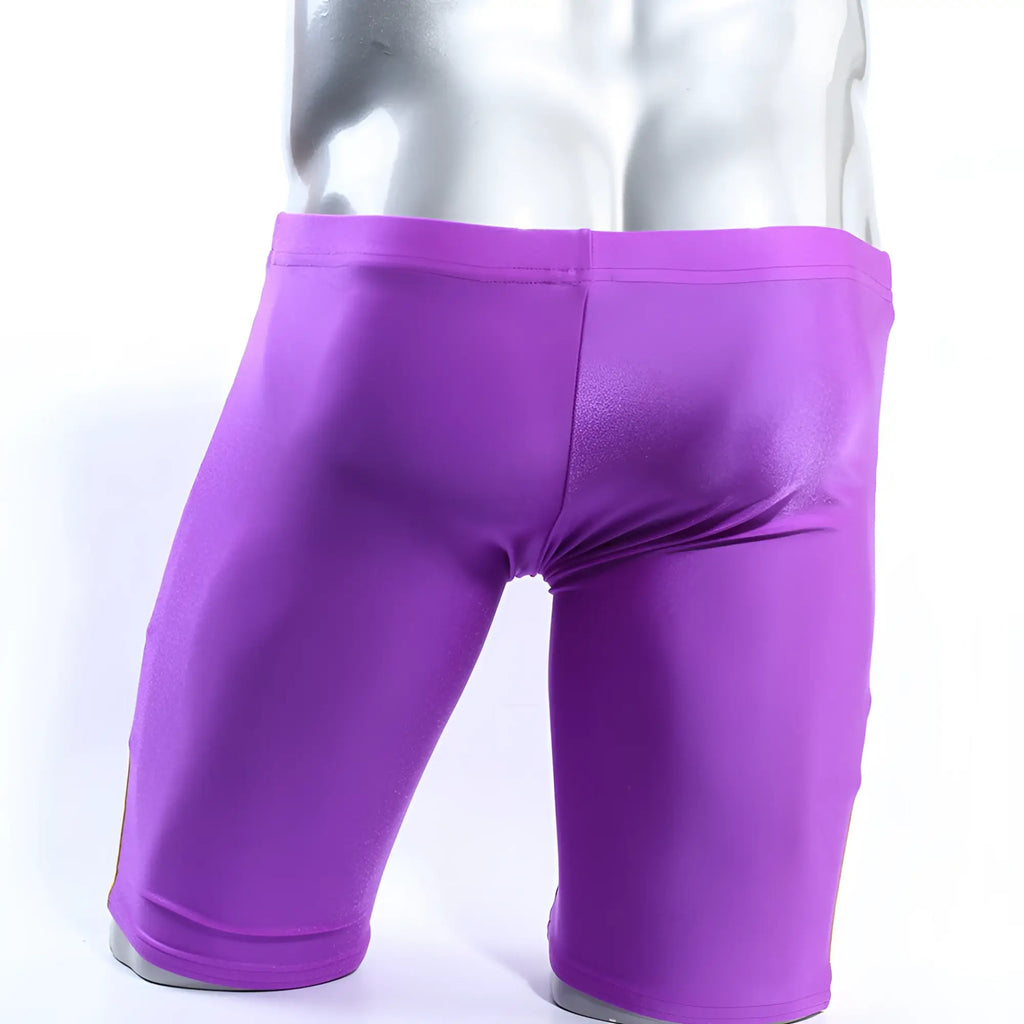 Purple metallic metro malewear jammer swim boxer trunks designed for swimming and water activities
