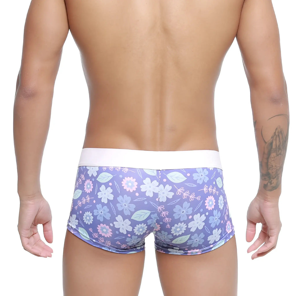 MetroMaleWear Jardin trunk 2026-15 purple floral-patterned men’s briefs with white waistband for comfortable daily wear