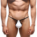 MetroMaleWear Jupiter thong white 0006-00 featuring black and white design with contoured padded front panel