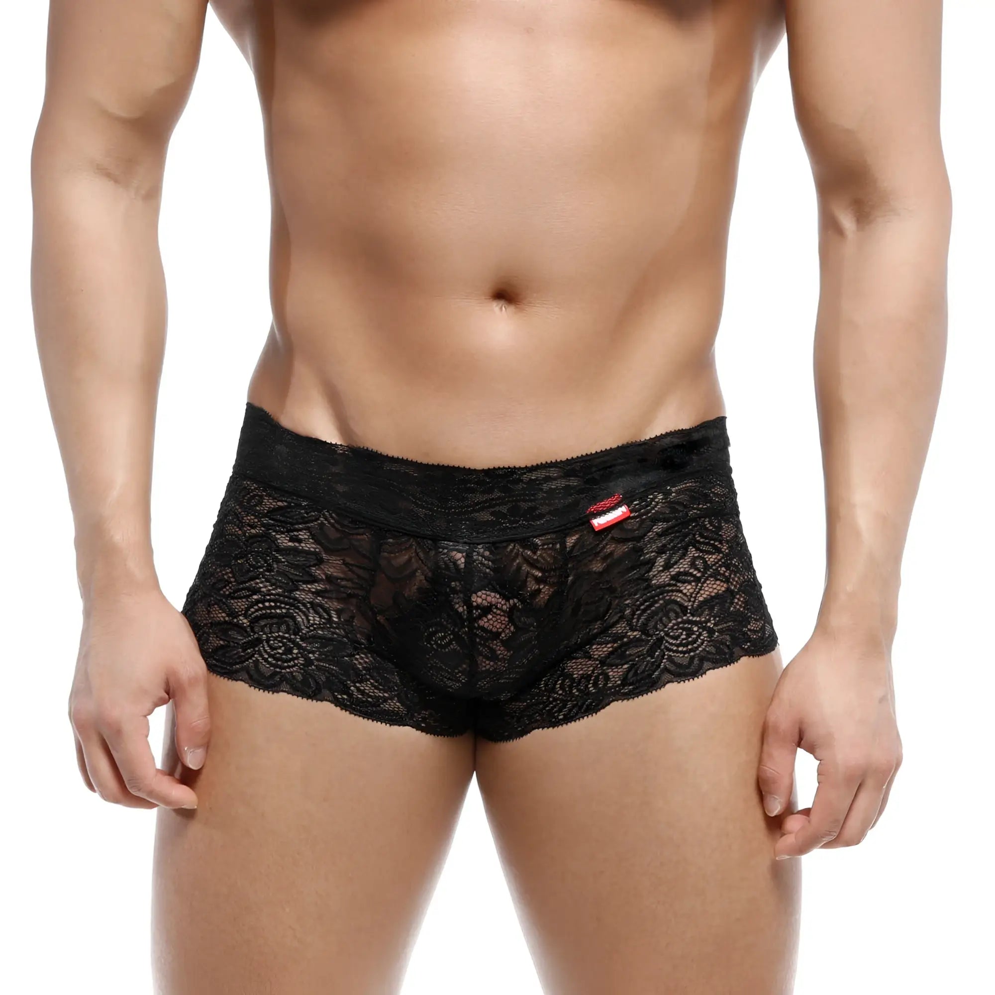 MetroMaleWear lace trunk black 2613-20 men’s underwear with intricate floral black lace and fitted design