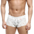 MetroMaleWear lace trunk white 2613-00 men’s briefs with white lace floral patterns and scalloped hem