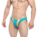 Vibrant turquoise and orange striped swim trunks with sleek modern design from metromalewear lagoon swim bikini 4987-08