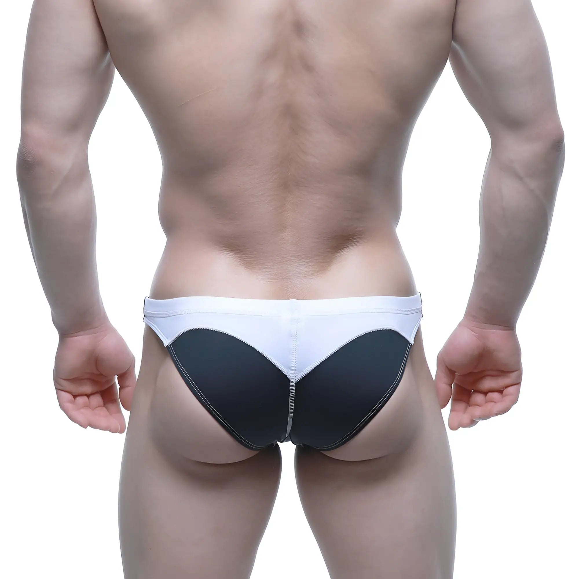 Black and white MetroMaleWear Laguna swim bikini briefs with sleek modern design for athletic use
