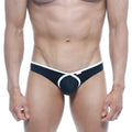 MetroMalewear lasso bikini black men’s briefs with distinctive crisscross front design for stylish comfort