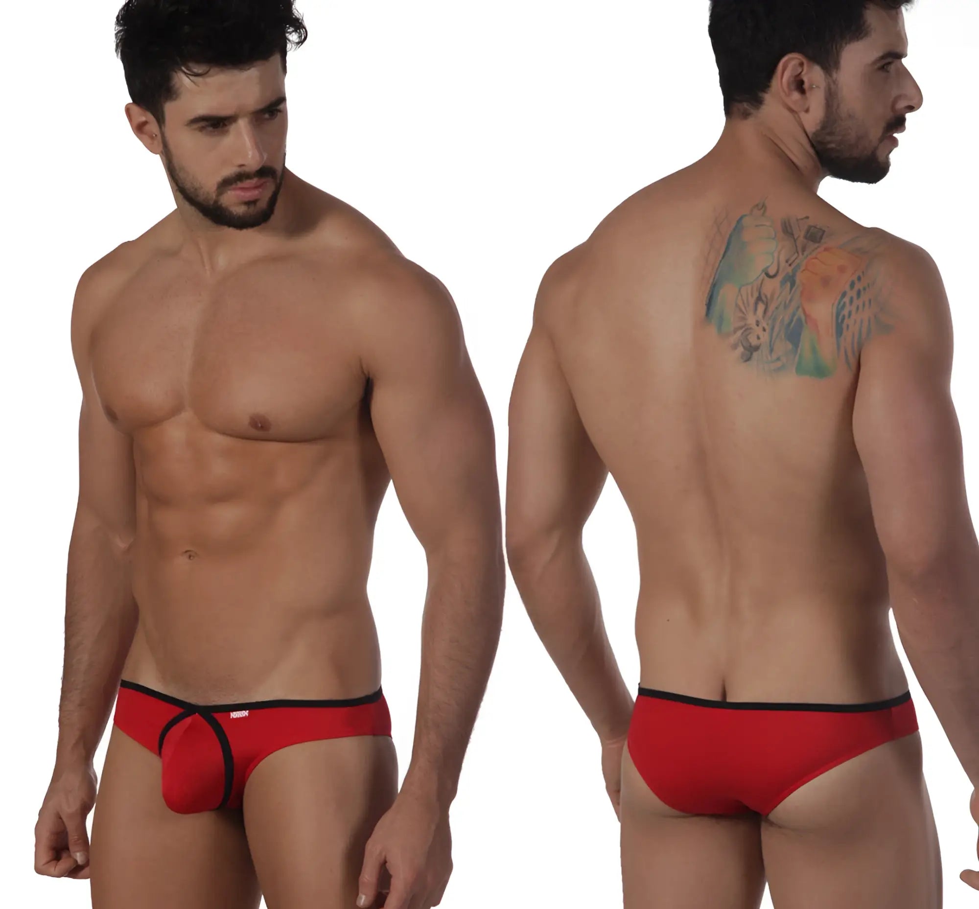 MetroMaleWear Lasso bikini crimson red men’s briefs with black trim stylish and comfortable underwear